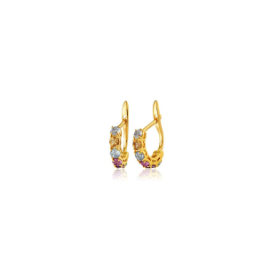 Brinco de argola com pedras coloridas em Ouro Amarelo 18K