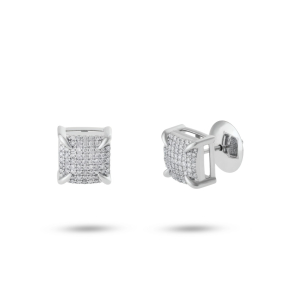Brinco em Ouro Branco 18K com Diamantes em Pavê  