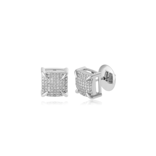 Brinco em Ouro Branco 18K com Diamantes em Pavê  
