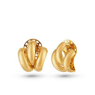 Brinco Meia Argola Tripla em Ouro Amarelo 18k