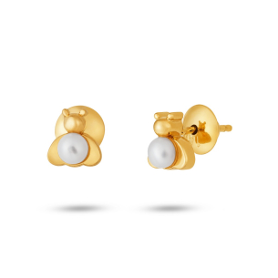 Brinco Infantil em Ouro Amarelo 18k com Pérola 