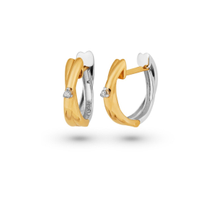 Brinco Argola em Ouro Amarelo e Ouro Branco 18K com Diamantes