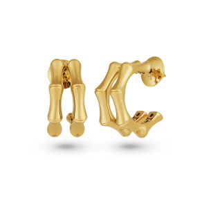 Brinco Bambu Argola em Ouro Amarelo 18k