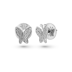 Brinco Infantil em Ouro Branco 18K com Diamantes