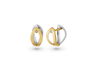 Brinco Argola em Ouro Amarelo e Ouro Branco 18K com Diamantes