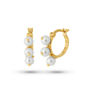 Brinco Argola em Ouro Amarelo 18K com Pérolas 