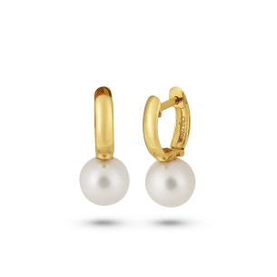 Brinco Argola em Ouro Amarelo 18K com Pérolas