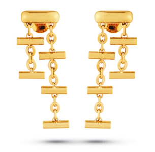 Brinco Longo com Elos e Barras em Ouro Amarelo 18K - BR8355.09862