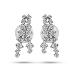 Brinco Cluster Com P&eacute;rola em Ouro Branco 18K e Diamante - BR8402.09878