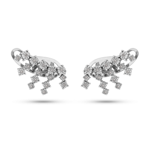 Brinco Alongado Cravejado com Diamantes em Ouro Branco 18K - BR8403.09879