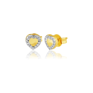 Brinco Infantil em Ouro Amarelo 18K com  Diamantes  