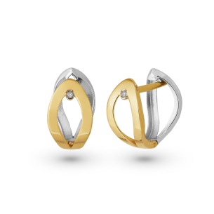 Brinco Argola com Diamante em Ouro Amarelo 18K e Ouro Branco 18K