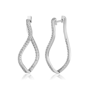 Brinco Argola em Ouro Branco 18K com Diamantes  