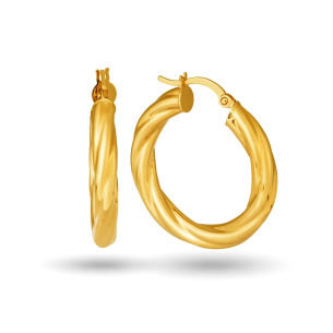 Brinco Argola Redonda Torcida em Ouro Amarelo 18K