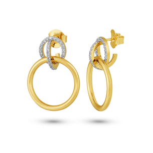 Brinco Elos com Brilhantes em Ouro Amarelo 18K