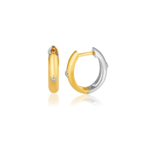 Brinco Argola em Ouro Amarelo 18K e Ouro Branco 18K com Diamantes  