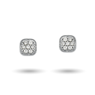 Brinco Quadrado com Brilhantes em Ouro Branco 18K