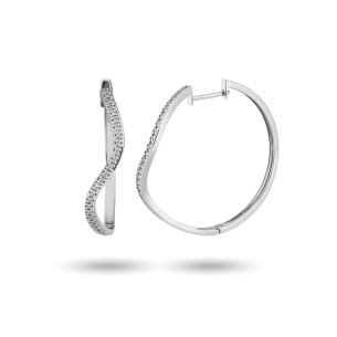 Brinco Argola com Brilhantes em Ouro Branco 18K