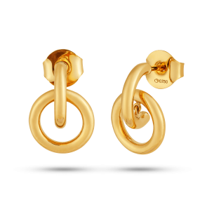 Brinco Pendente com Argola Circular em Ouro Amarelo 18K