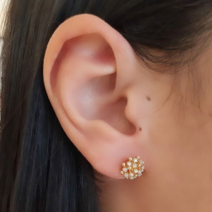 Brinco em Ouro Amarelo 18K com Diamantes 