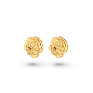 Brinco Rosa Vazado em Ouro Amarelo 18K