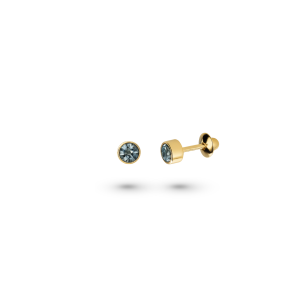 Brinco Infantil em Ouro Amarelo 18K com Topázio Azul  