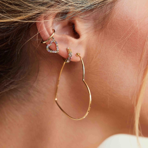 Brinco Argola Coração em Ouro Amarelo 18K