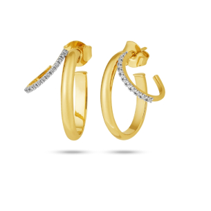 Brincos Argola com Diamantes de Ouro Amarelo 18K