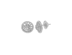 Brinco Ouro Branco com Diamantes - 18k