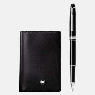 Conjunto Montblanc Meisterstuck Platinum Classique e Porta-cartões de vistica