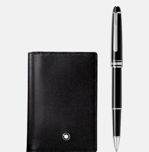 Conjunto Montblanc Meisterstuck Platinum Classique e Porta-cartões de vistica