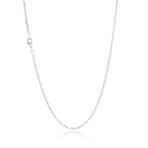 Corrente elo cadeado diamantada 45cm em Ouro Branco 18K -18k