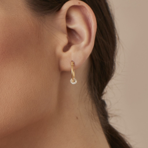 Brinco Argola em Ouro Amarelo 18K com Diamantes 