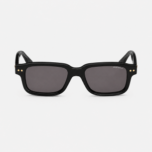 Óculos de Sol Montblanc Rectangular with Black Coloured Acetate Frame - Preto