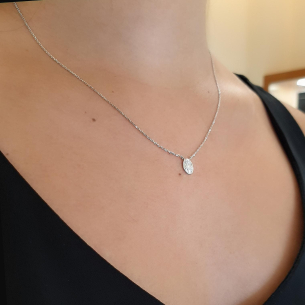Escapulário em Ouro Branco 18K Sagrado coração de Jesus 