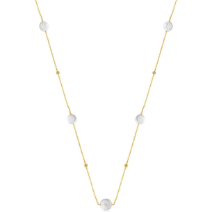 Gargantilha com Pérolas Chatas e Diamantes em Ouro Amarelo 18K