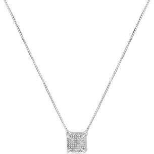 Gargantilha em Ouro Branco 18K  pavê quadrado com 0,24 ct de Diamantes