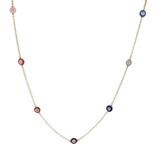 Gargantilha em Ouro Amarelo 18K Hyceram colorida com 0,28ct de Diamantes 