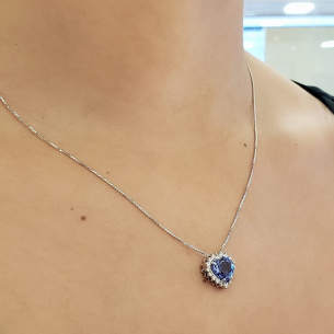 Gargantilha em Ouro 18k tanzanita diamantes