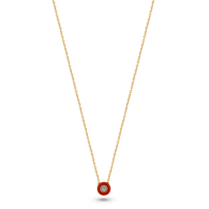 Gargantilha em Ouro Amarelo 18K com Ágata e Diamantes