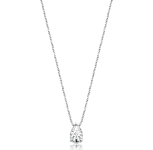 Gargantilha em Ouro Branco 18K gota com diamante