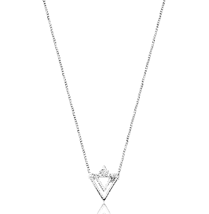 Gargantilha em Ouro Branco 18K - Com Diamantes  
