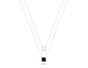 Escapulário em Ouro Branco 18K com Cristal  