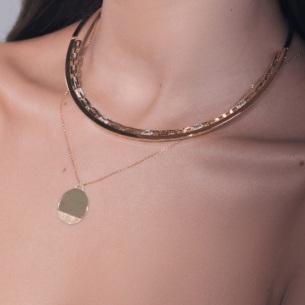 Gargantilha em Ouro Amarelo 18K com Diamantes 