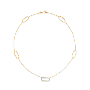 Gargantilha com Elos e Diamantes em Ouro Amarelo 18K