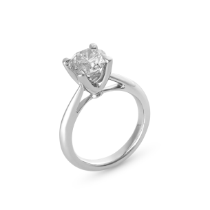 Anel Solitário  em Ouro Branco 18K com Diamante
