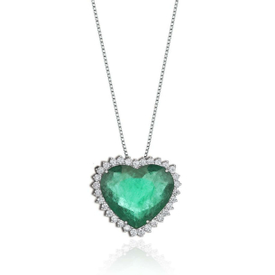 Gargantilha em Ouro Branco 18K esmeralda 7.58ct