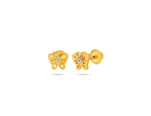 Brinco Infantil Ouro Amarelo com Diamantes - 18K