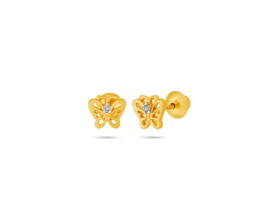 Brinco Infantil em Ouro Amarelo 18K com Diamantes  