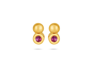 Brinco Infantil em Ouro Amarelo 18K com Rubi  